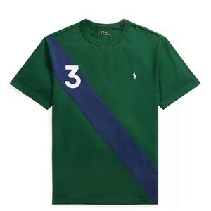 Polo RL Big Boys Green Shirt with Navy Diagonal Size XL 18-20